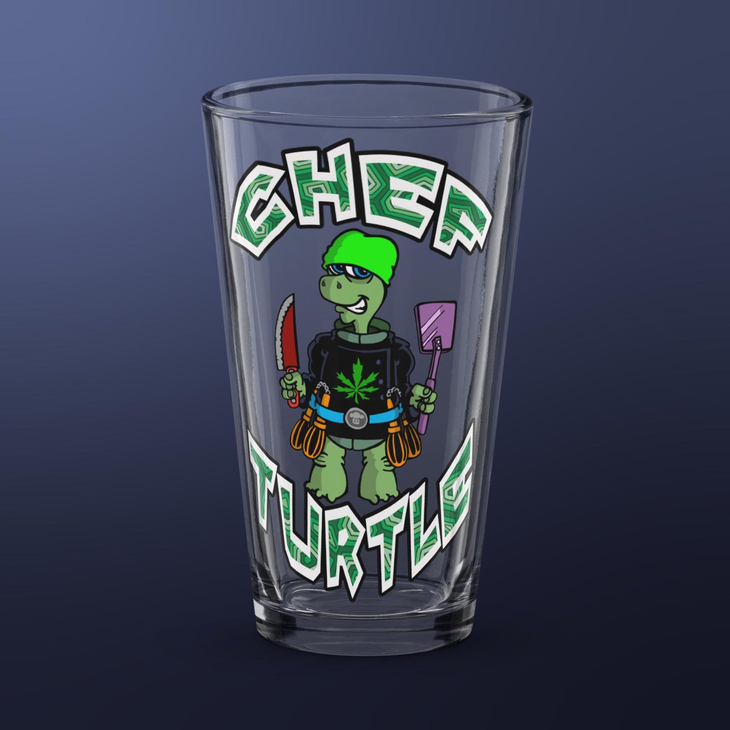 Chef Turtle Logo Shaker pint glass