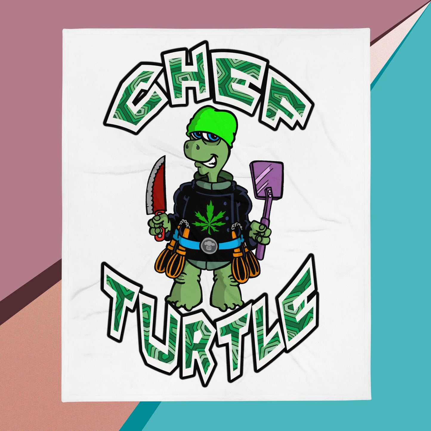 Chef Turtle Throw Blanket