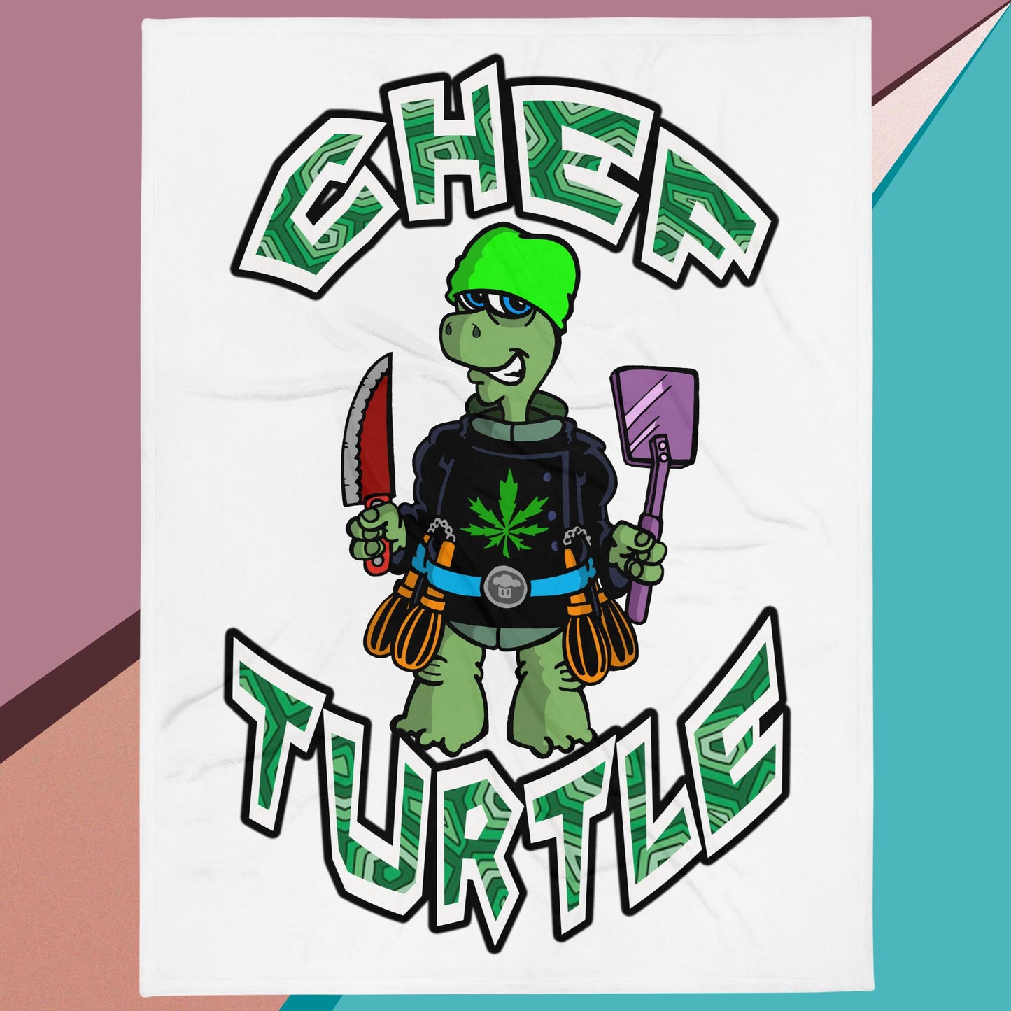 Chef Turtle Throw Blanket