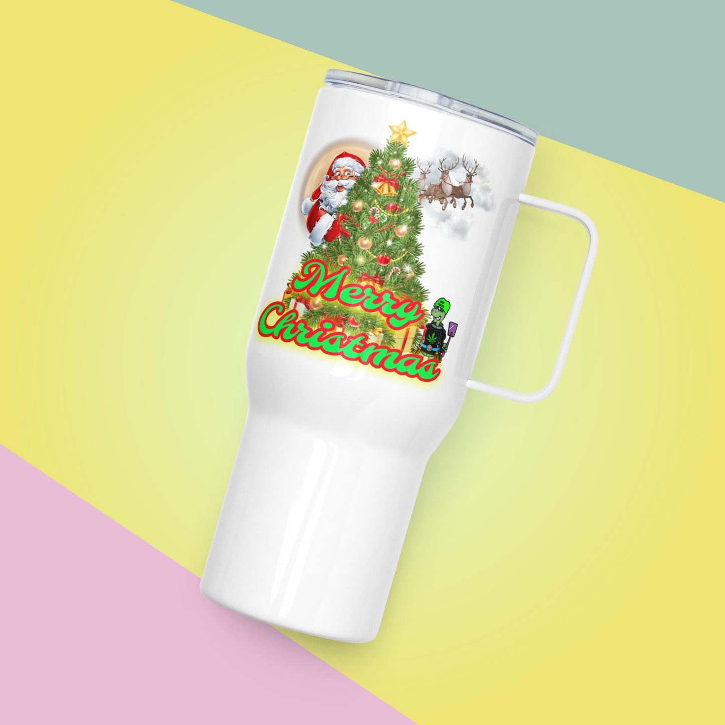 Christmas Travel mug with a handle