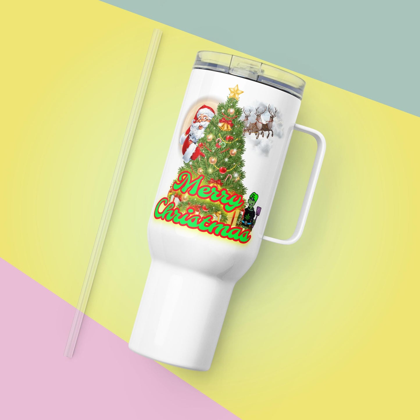 Christmas Travel mug with a handle