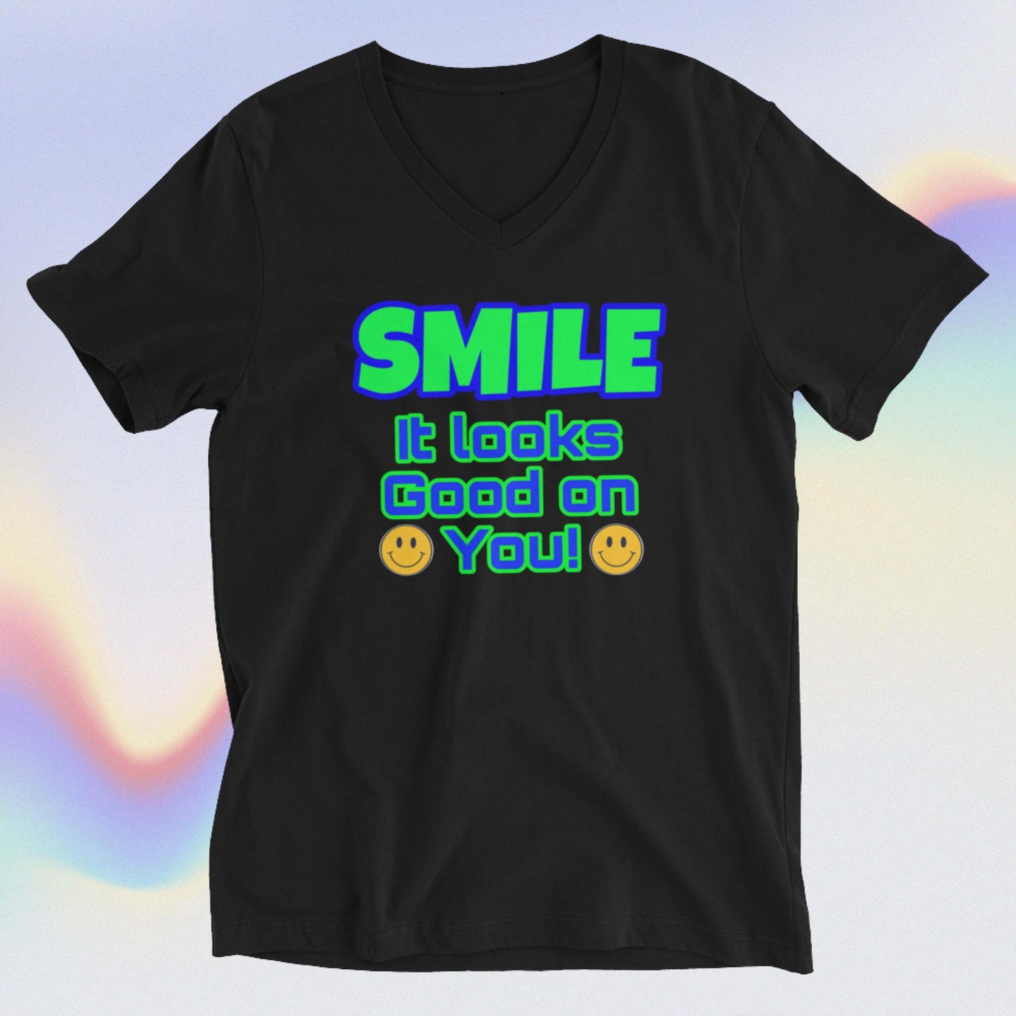 "SMILE" Unisex Short Sleeve V-Neck T-Shirt