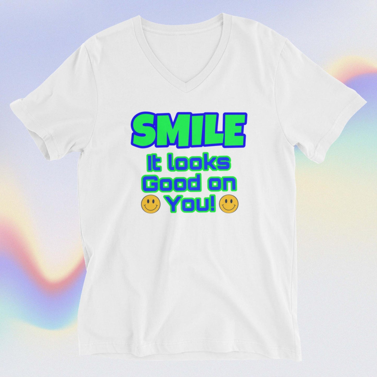 "SMILE" Unisex Short Sleeve V-Neck T-Shirt